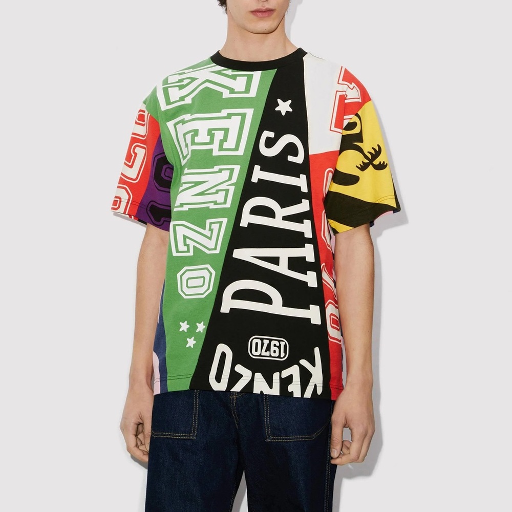 KENZO Flag Print Oversize Cotton T-Shirt, Size S New w/Tag Retail $475
